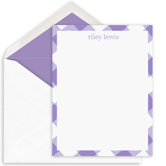 Plaid Border Flat Note Cards